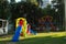 Play equipment in urban park