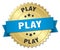play gold badge with blue ribbon