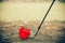 Play golf with red heart ball ,valentine day