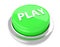 PLAY on green push button. 3d illustration. Isolated background