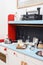 Play kitchen for children with miniature stove, sink, kettle and