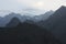 The Play of light and clouds at the mountain peaks at Auli, India