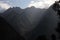 The Play of light at the mountain peaks at Auli, India