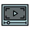 Play movie clip icon, outline style