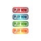 play now button four colored editable call to action buttons vector illustrations