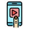 Play phone training icon color outline vector