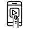 Play phone training icon, outline style