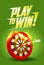 Play to win design, burning target illustration, sport or business success