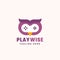 Play Wise Abstract Vector Sign, Symbol or Logo Template. Flat Style Gamepad Icon Incorporated in an Owl Face. Modern