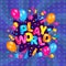 Play world - children entertainment zone banner with balloons and candy confetti explosion