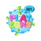 Play zone logo template design, bright colorful emblem for childish playground, playroom, kids game area vector