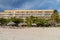 PLAYA ANCON, CUBA - FEB 9, 2016: View of Playa Ancon beach near Trinidad, Cuba. Hotel Club Amigo Ancon in the backgroun