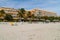 PLAYA ANCON, CUBA - FEB 9, 2016: View of Playa Ancon beach near Trinidad, Cuba. Hotel Club Amigo Ancon in the backgroun