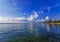 Playa Azul beach palm seascape panorama in Cancun Mexico