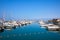 Playa Blanka, Lanzarote, Spain - 1972017: Small yachts moored in the marina of Playa Blanca