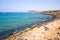 Playa Blanka, Lanzarote, Spain - 1972017:View from the ocean on the embankment of the village of Playa Blanca