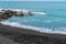 Playa Chica beach with black sand in Puerto de la Cruz in the Canary Islands