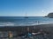 Playa de Santiago, La Gomera, Canary Islands, Spain. January 1, 2022: Playa de Santiago black sand and stone beach with