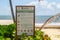 PLAYA DEL CARMEN, MEXICO - 19 April 2022: Beach information sign in Playa del Carmen