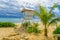 Playa del Carmen, Mexico - January 10, 2018: Outdoor view of safeguard hut in the beach during a sunny day with some