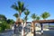 PLAYA DEL CARMEN, MEXICO - NOVEMBER 09, 2017: Outdoor view of beautiful huts located along the beach in PLaya del Carmen