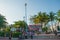 Playa del Carmen, Mexico, Riviera Maya: The traditional dance of Los Voladores Totonac, performing an ancient ritual. Acrobats on