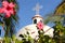 Playa del Carmen white Mexican church archs belfry