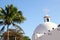 Playa del Carmen white Mexican church archs belfry