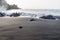 Playa la Arena black volcanic sand beach closeup wave splashes