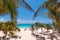Playacar beach at Caribbean Sea in Mexico