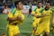 the player of fc kuban Lorenzo Melgarejo and partners celebrate goal scored