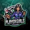 Player girls esport mascot logo