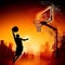 Player in high jump throwing ball, Basketball is a world popular sport invented in America, AI generated content