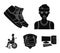 Player, sneakers, team emblem, basketball player disabled. Basketball set collection icons in black style vector symbol
