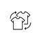 Player substitution line icon. linear style sign for mobile concept and web design. Soccer shirts and arrows outline vector icon.