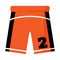 Player uniform, orange shorts with a number. 3x3 Basketball sport equipment. Summer games