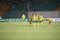 Players FC Kuban celebrating scored goal against FC Ufa