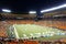 Players line up for play across the field of college football ga