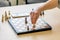 Players play chess on a chessboard with chess pieces in a tournament