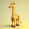 Playful 2d Giraffe Pixel Art Render With Mosaic-like Compositions