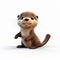 Playful 3d Cartoon Otter: Pixar-inspired Character Design