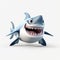 Playful 3d Cartoon Shark With Smiling Mouth - Detailed Character Design