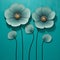 Playful 3d Flower Poppies On Teal Wall With Meticulous Detail