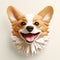 Playful 3d Illustrative Corgi Head: A Charming Celebration Of Nature