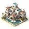 Playful 3d Isometric Mediterranean Villa With Pool