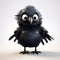 Playful 3d Model Of Black Crow In John Wilhelm Style