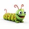 Playful 3d Pixar Caterpillar: Lifelike Cartoon Rendering