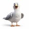 Playful 3d Pixar Seagull With Detailed Character Expressions