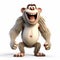 Playful 3d Render Of A Smiling Cartoon Baboon On White Background
