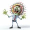Playful 3d Render Of Zombie With Satirical Caricature Style